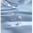 thumbnail image 5 of Solid 925 Sterling Silver Star Half Hoop Earrings Open Huggie Hoops for Women Teens CZ Star Hoop Earrings Ball Cuffs, 5 of 6