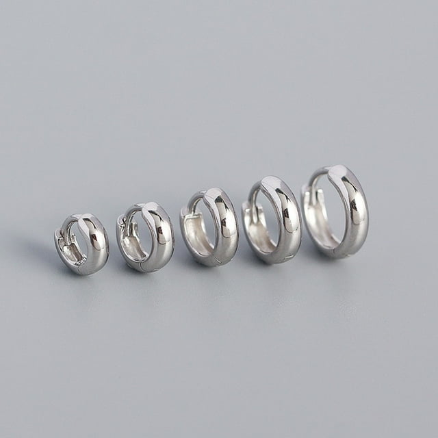 Women 925 Sterling Silver Solid Classic Thick Hoop Huggie Clip Earrings ...