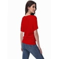 thumbnail image 2 of Women's V-Neck Dolman Top - Short Sleeve Solid Color Blouse with Side Shirring Detail, Casual Loose Fit T-Shirt, 2 of 6