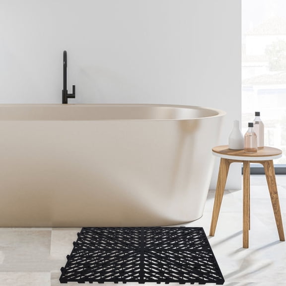 IMIKEYA Flexible Black PP Modular Flooring for Pools and Bathrooms 2Pcs