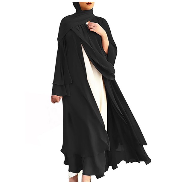 Vestidos Para Mujer Otoño Vestido de Talla Grande Suelto Color Sólido Gran Manga Larga Cárdigan Vestido de Manga Larga Con Cuello en V Odeerbi ODB146084
