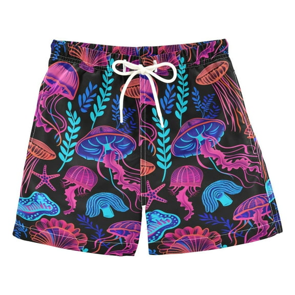 joogoo Boys Swim Trunks Magic Jellyfish Beach Board Shorts Drawstring Swimsuit S