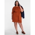 thumbnail image 2 of Terra & Sky Women's Plus Tie Waist Mini Sweater Dress with Short Sleeves, Sizes 0X-5X, 2 of 5