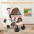 thumbnail image 5 of 4 Wheel Dog Stroller, Wedyvko Foldable Pet Stroller with Storage Basket for Small Medium Dogs & Cats (Pink), 5 of 7