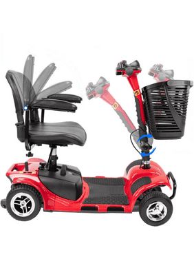 1inchome 4 Wheel Mobility Scooter for Seniors, Folding Electric Powered Wheelchair Device for Adults, Elderly, Gift for Elderly, Red