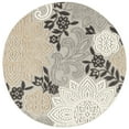 thumbnail image 2 of Oasis Modern Floral Beige and Cream Polypropylene Indoor Outdoor Area Rug, 8'x8' Round, 2 of 7