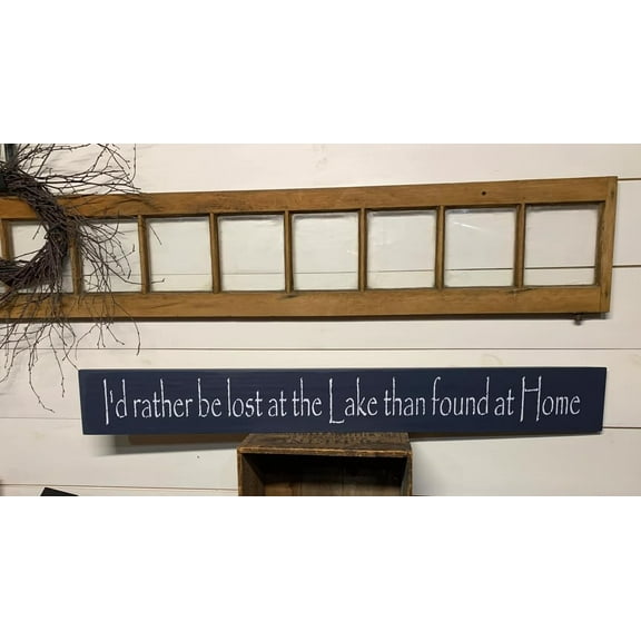 I‘d Rather Be Lost at the Lake Than Found at Home Wood Sign Plaque Rustic Wall Art Farmhouse Wall Decor for Living Room Bedroom Office 6 x 16,24oc17waA267