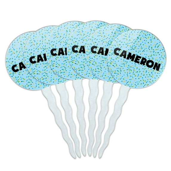 Cameron Cupcake Picks Toppers - Set of 6 - Blue Speckles