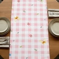 thumbnail image 5 of Easter Eggs Table Runner, Spring Floral Gnomes Plants Butterflies Pink Plaid Cotton Linen Table Runners 108 Inches Long, Dresser Scarf Runner for Dining/Living Room/Kitchen/Square Tables 13''x108'', 5 of 9
