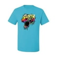 thumbnail image 2 of Wild Bobby, Technicolor Colorful Tiger Roaring, Animal Lover, Men Graphic Tees, Light Turquoise, Medium, 2 of 3