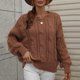 thumbnail image 2 of Gibobby Suéter de Cuello Redondo para Mujer, Suéter de cachemira 100 % lana sólida para mujer, cuello redondo, para otoño e invierno(Marrón,CH), 2 of 5