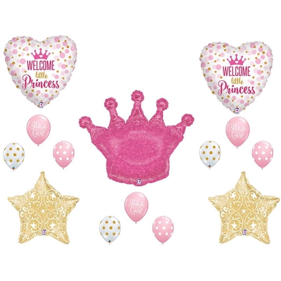Welcome Little Princess Crown Balloons Decoration Supplies Girl Baby Shower