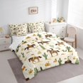 thumbnail image 3 of Homewish Cartoon Western Cowboy Twin Bedding Sets 7-Piece for Kids, Rustic Horse Animal Bedding Comforter Set, Cactus Plant Reversible Sheet Sets, Lightweight Room Decor, 3 of 7