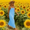 thumbnail image 4 of Omexry Beach Dresses for Women Summer Dress for Women Fashion Sleeveless Backless Cami Dresses Spaghetti Strap Flowy Long Sundress withback Sky Blue XL, 4 of 9