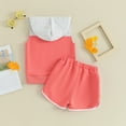 thumbnail image 3 of Bagilaanoe 2pcs Toddler Baby Girls Shorts Set Little Girls Sleeveless Hooded Contrast Color Vest Tops + Shorts 2T 3T 4T 5T 6T Kids Casual Summer Clothes, 3 of 8