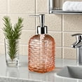 thumbnail image 5 of Vfedsrsge Wave Texture Colored Glass Soap Dispenser Pump - 350ml Refillable Bathroom Kitchen Liquid Bottle for Hand Soap Shampoo Shower Gel - Orange, 5 of 6