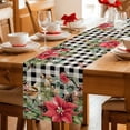thumbnail image 5 of Christmas Table Runner 120 Inches Long Farmhouse Dress Scarves, Winter Poinsettia Berry Black White Plaid Dining Tablerunner for Coffee Table/Kitchen Island/Party Décor, 13" x 120", 5 of 8