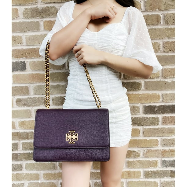 Tory Burch Tory Burch Britten Large Adjustable Shoulder Bag Crossbody Plum Purple Leather Walmart Com Walmart Com [ 612 x 612 Pixel ]