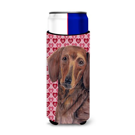 

Caroline s Treasures SC9271MUK Dachshund Hearts Love and Valentine s Day Portrait Ultra Hugger for slim cans Slim Can