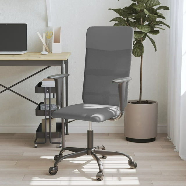 vidaXL Chaise de Bureau Hauteur Réglable Tissu en Maille Gris et Similicuir