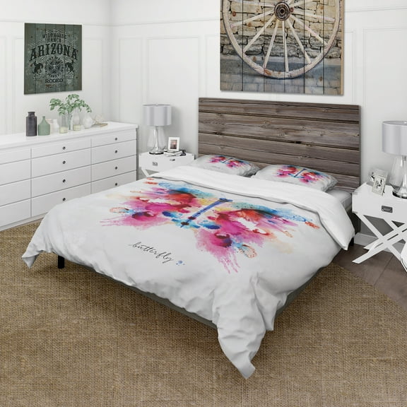 Designart 'Monotype colorful butterfly' Animals Duvet Cover Set