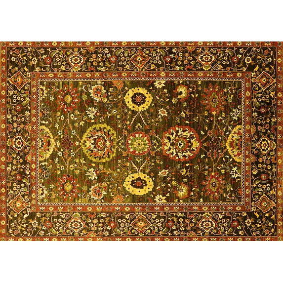 Ahgly Company Indoor Rectangle Oriental Yellow Industrial Area Rugs, 2' x 3'