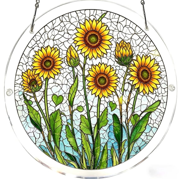 Partheme 8 Inch Acrylic Puzzle Pendant Sunshade Window Hanging Plate, UV Block Functional Window Decor, Modern Puzzle Shape Easy Install, for Home Office Window Shade, Yellow