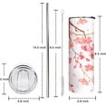 thumbnail image 2 of Cherry Blossoms Floral Plant Skinny Tumblers,Vacuum Insulated Tumbler With Straw, 20 Oz Travel Tumbler,Birthday Gift for Women,Mom,Bridesmaid,Sister Co-worker,Boss and Friends, 2 of 6