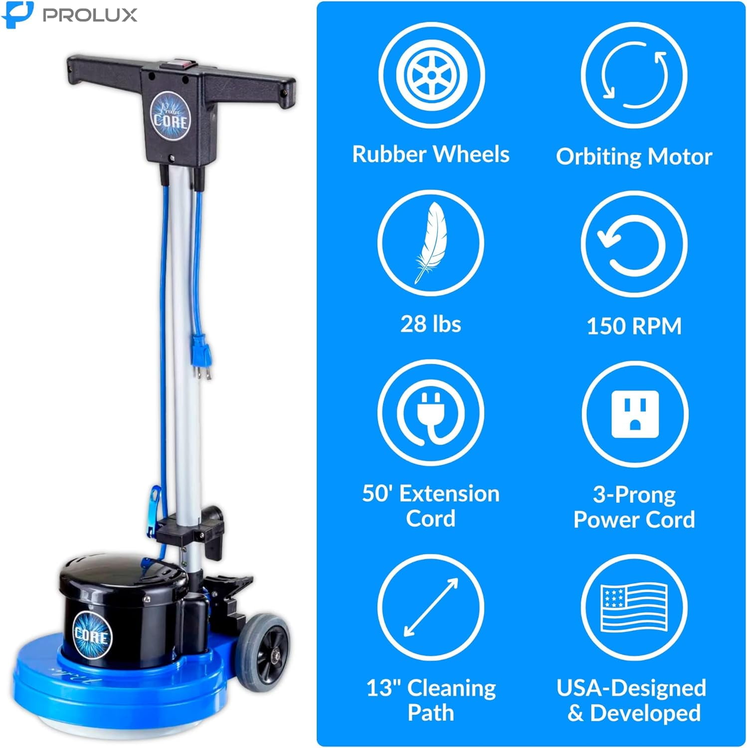 Prolux Core 13" Heavy Duty Commercial Polisher Floor Buffer and Scrubber