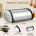 thumbnail image 2 of Stainless Steel Roll Top Bread Box for Kitchen Counter, Large Capacity Silver Bread Storage Holder with Lid, 2 of 7