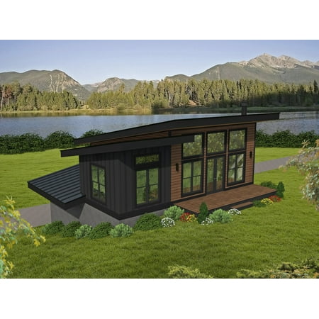 763-141: Modern Contemporary 1 Bed, 1 Bath Luxury Home Plan, 925 Sq Ft: Full Blueprints with License to Build by Home Plan Marketplace - Lesuto