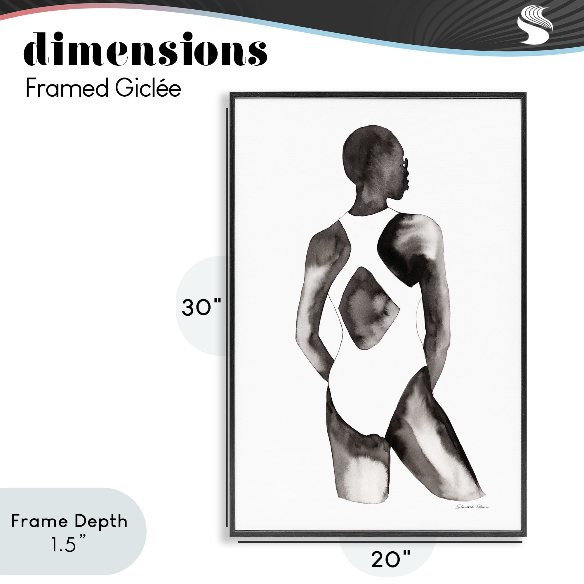 Stupell Industries Beach Day Swimsuit Silhouette Black Framed Giclee Art, design by Simone Elum