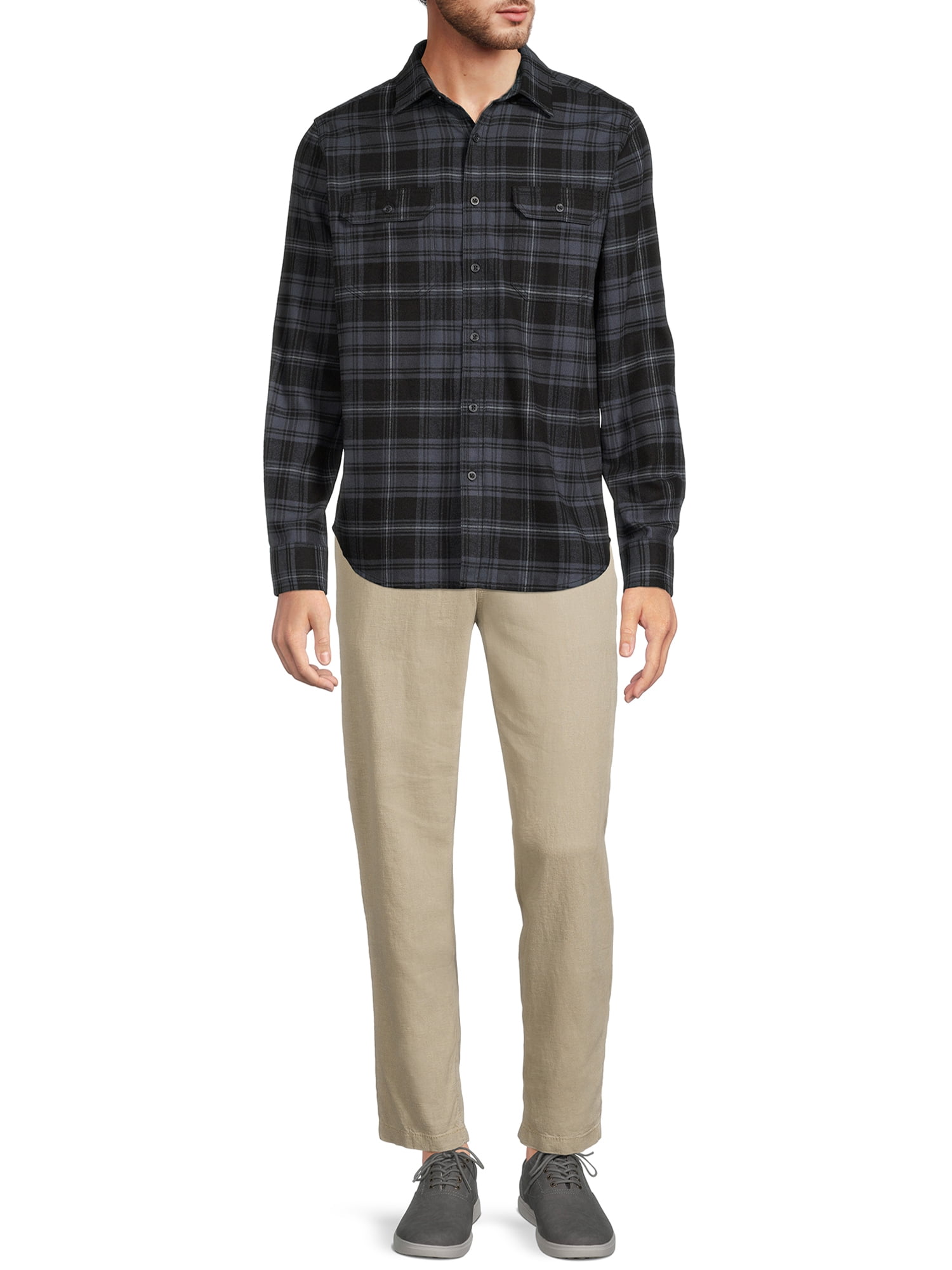 George Men's Long Sleeve Flannel Shirt, up to 5XLT