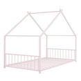 thumbnail image 3 of Harper & Bright Designs Twin Size Metal House Bed, Pink, 3 of 9