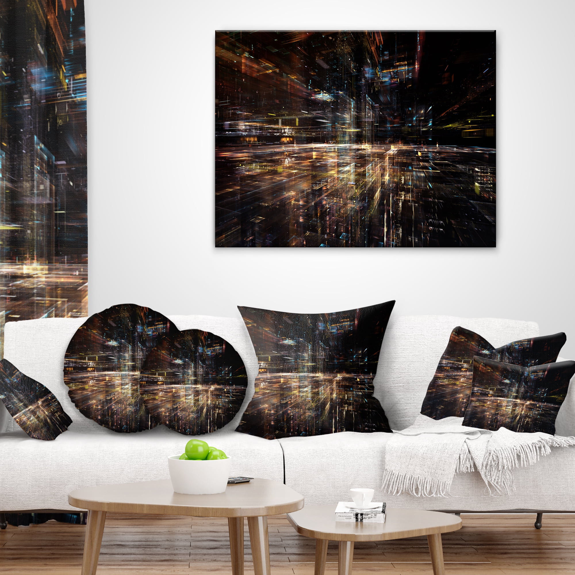 Designart Glow of Technology - Contemporary Throw Pillow - 16x16