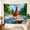 B, variant on XaaKee Tapestry Wall Hanging, Relaxed Red Rooster Surfing On A Thick Tree Branch, High-Quality Polyester Bedroom Tapestry, 60x40Inch
