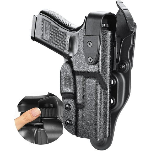Holster w/Hook Guard & Rotating Hood For Glock 19/G26 Gen3-5, G19X/G44/G45, G27/G31/G32/G33 Gen 3-4