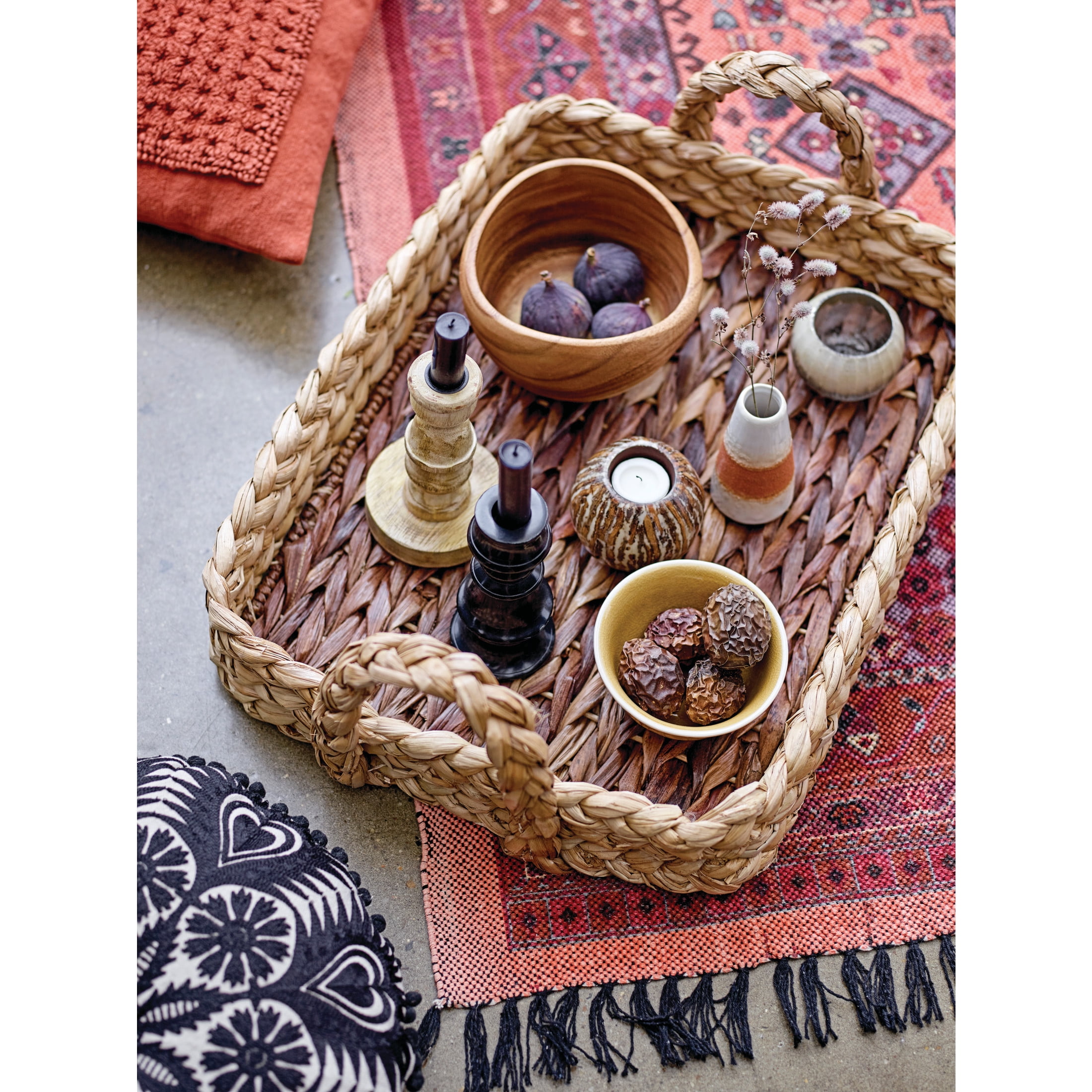 Creative Co-Op Bankuan Braided Tray with Handles