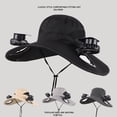 thumbnail image 1 of Outdoor Solar Powered Fan Sun Hat for Adults | Dual Built-In Fans | USB & Solar Rechargeable | Wide Brim Breathable Mesh | 85% Polyester | Adjustable 22-23.6 Inch | 8-16 Hour Cooling | Fishing, 1 of 8