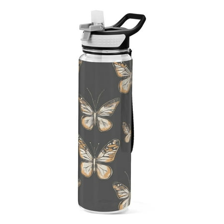

Sports Water Bottle 1000ML Tritan Food Grade Clear Water Bottle Fitness Outdoor Sports BikeYellow Butterfly Seamless