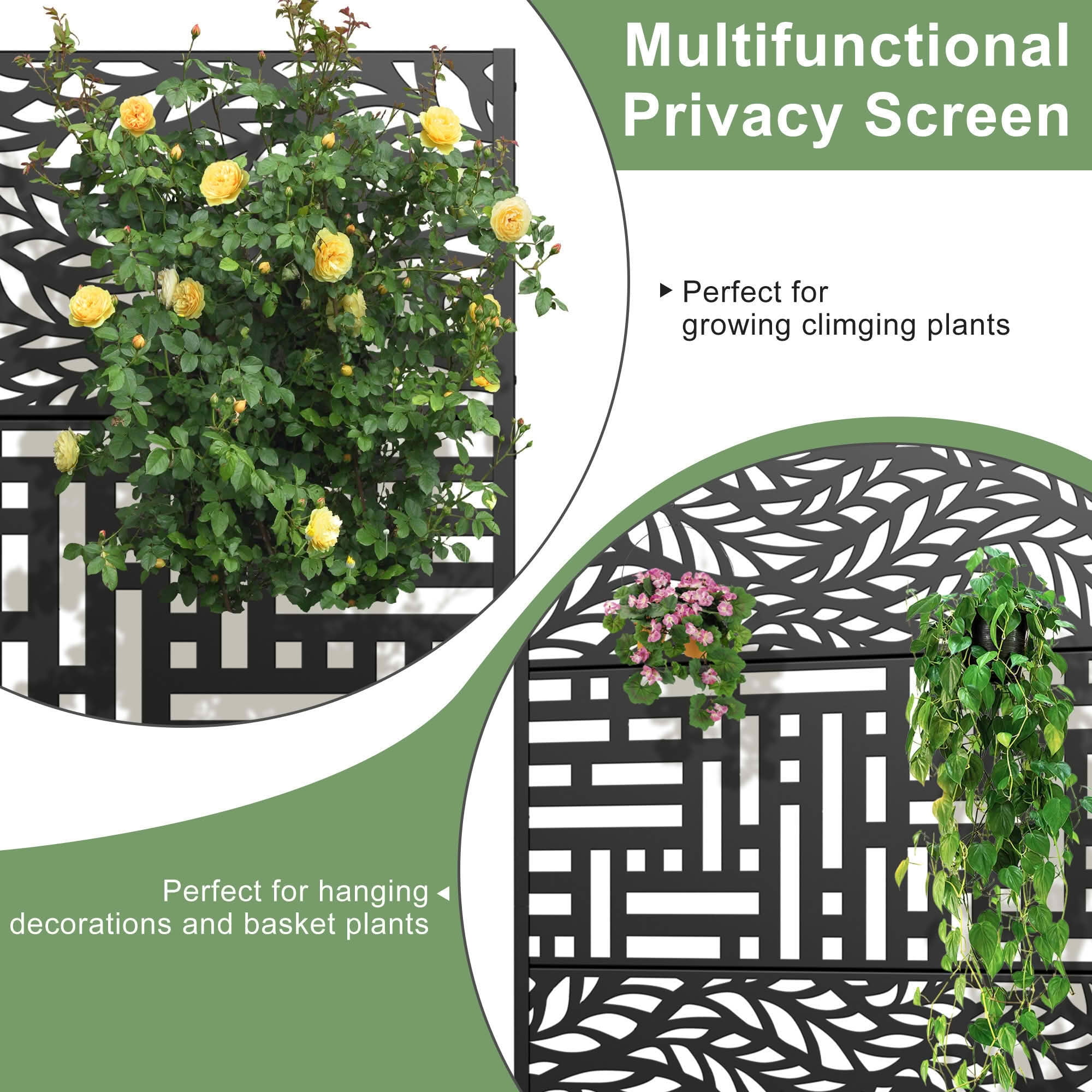 MAYEERTY 72x47x16 Inch Black Metal Planter Box with Trellis for Outdoor Garden & Patio