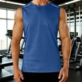 thumbnail image 2 of Men's Solid Color Sleeveless Round Neck Casual Sports Top Muscle Tank Tee Elastic Breathable Fitness Workout Gym Training Streetwear | AESTIVO,Blue 2XL, 2 of 9