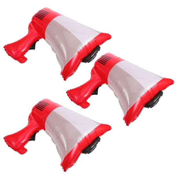 Pretyzoom 3Pcs Red Handheld Bullhorn Balloons Firefighter Party Favors Durable Foil Balloon Decor