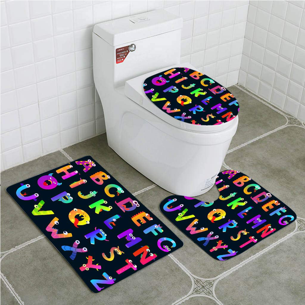Toilet Cover Bath Set Cartoon Cute Microfiber Eco Friendly Non Slip Bath Carpet 