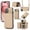 Khaki, variant on for iPhone 15 Plus 6.7" Crossbody Wallet Case, Ring Buckle Card Holder Phone Case with Shoulder Strap, Classic Folio PU Leather Cover with Lens Film Makeup Mirror for iPhone 15 Plus, Blue