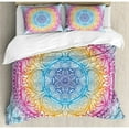 thumbnail image 3 of Ethnic Duvet Cover Set Twin Size, Magical Fantastic Design in Vivid Colors Boho Round Figure Blooms Lotus Inspiration, Decorative 2 Piece Bedding Set with 1 Pillow Sham, Multicolor, by Ambesonne, 3 of 3