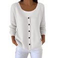 thumbnail image 2 of AUNVITO Women's V-Neck Cardigan Button Front Solid Print Soft Textured Casual Lightweight Knit Wear, 2 of 4