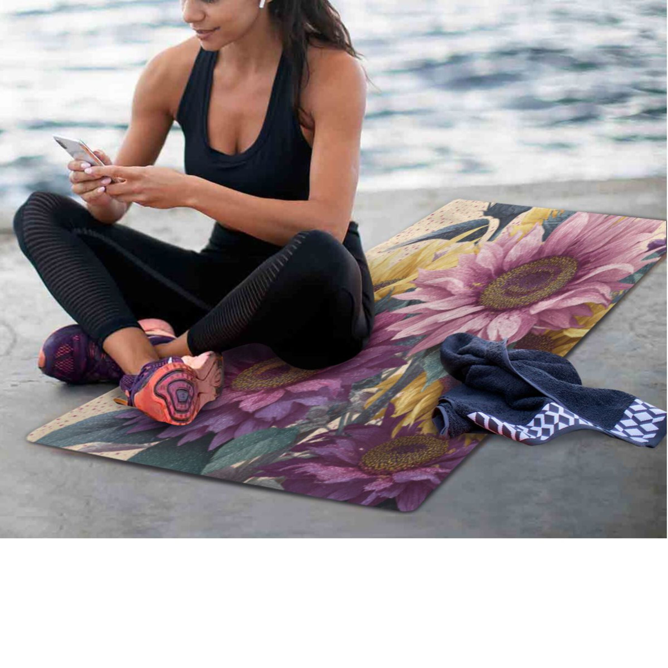 BZSMCE Yoga Mat Women Fitness Mat Majestic Sunflower Bloom Pattern