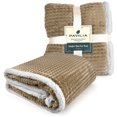thumbnail image 5 of PAVILIA Premium Chevron Sherpa Blanket Twin Size | Soft Reversible Taupe Fleece Blanket Throw | Plush, Fuzzy Throw for Bed, TV Blanket| Lightweight Microfiber, 60x80 Inches, 5 of 7