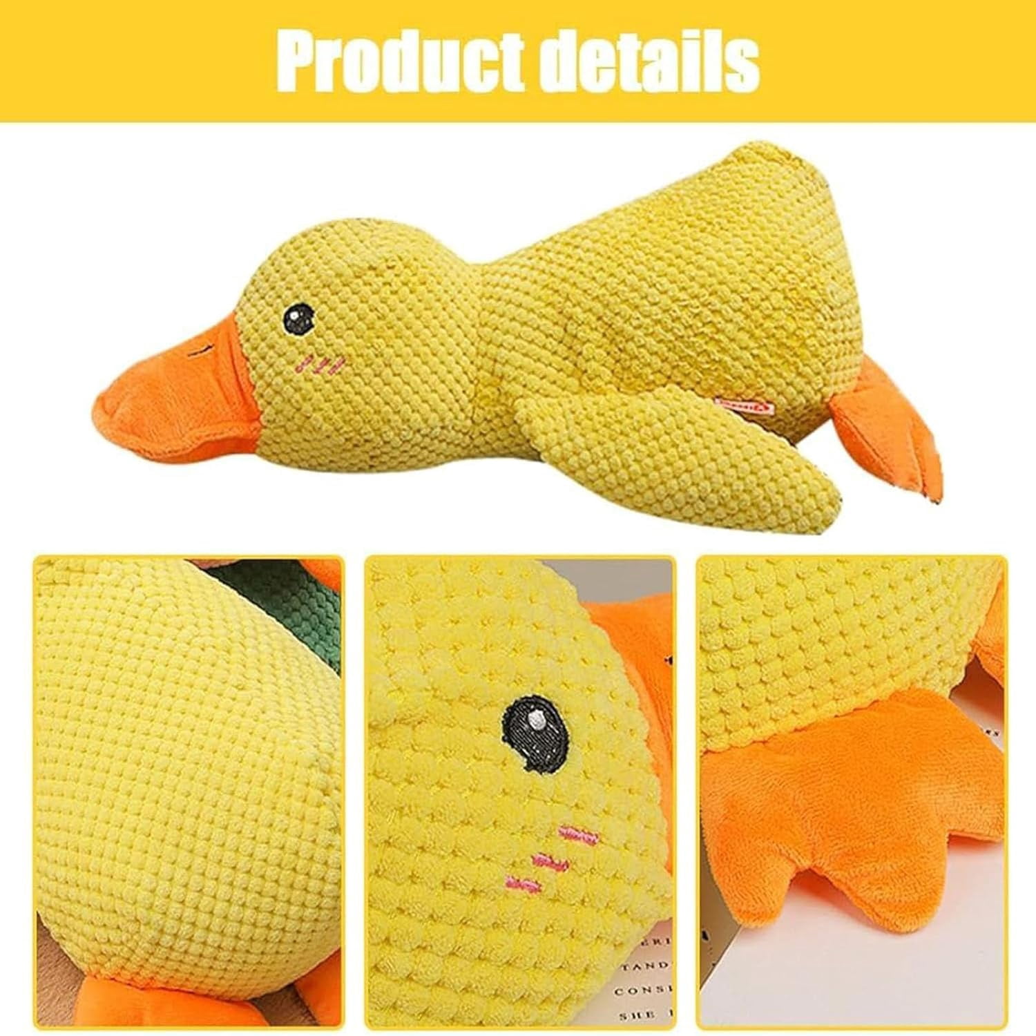 Calming Duck Toy,Calming Duck Dog Toy,Cute Quacking Stuffed Duck Dog Toy,Quack Quack Duck Calming Toy,Yellow Stuffed Calming Duck Dog Chew Toys